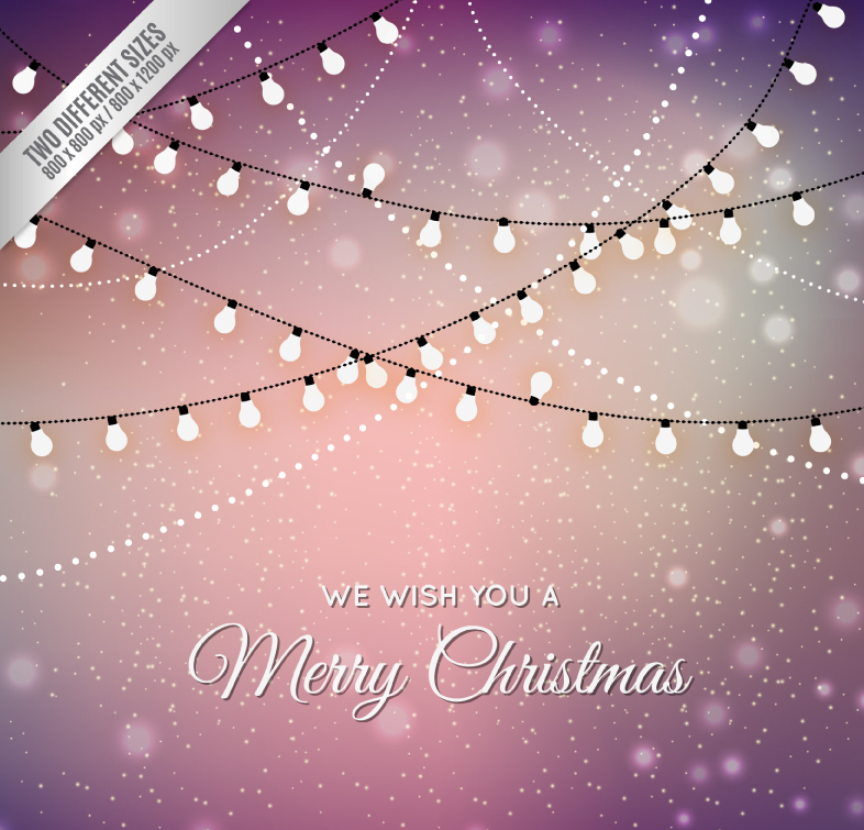 String Christmas lights with halo background vector material

