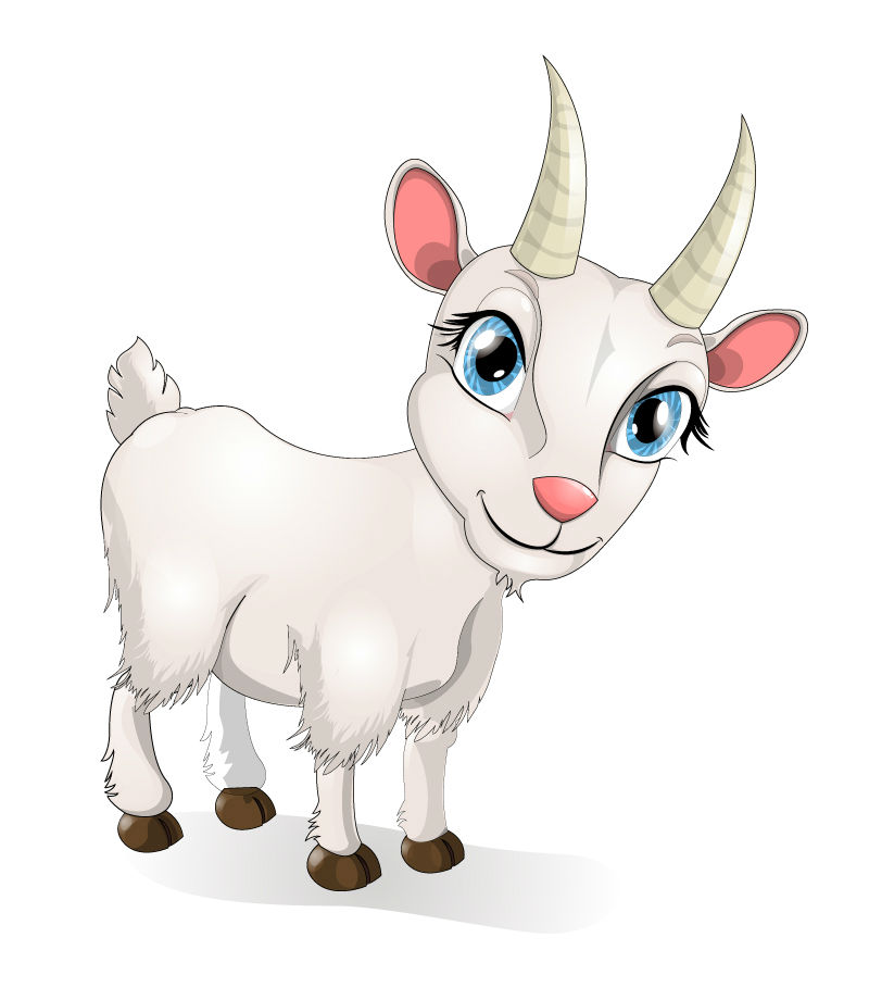 White goat cartoon eyes vector material
