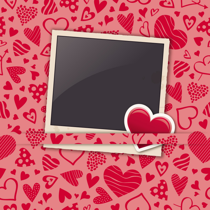 Retro love frame design vector material
