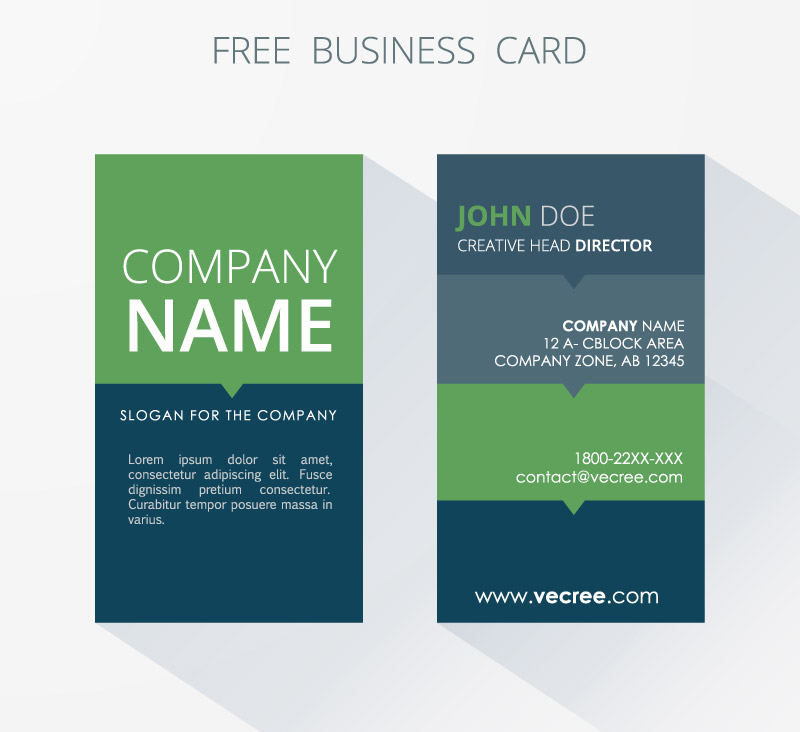 Blue and green stitching business cards vector material
