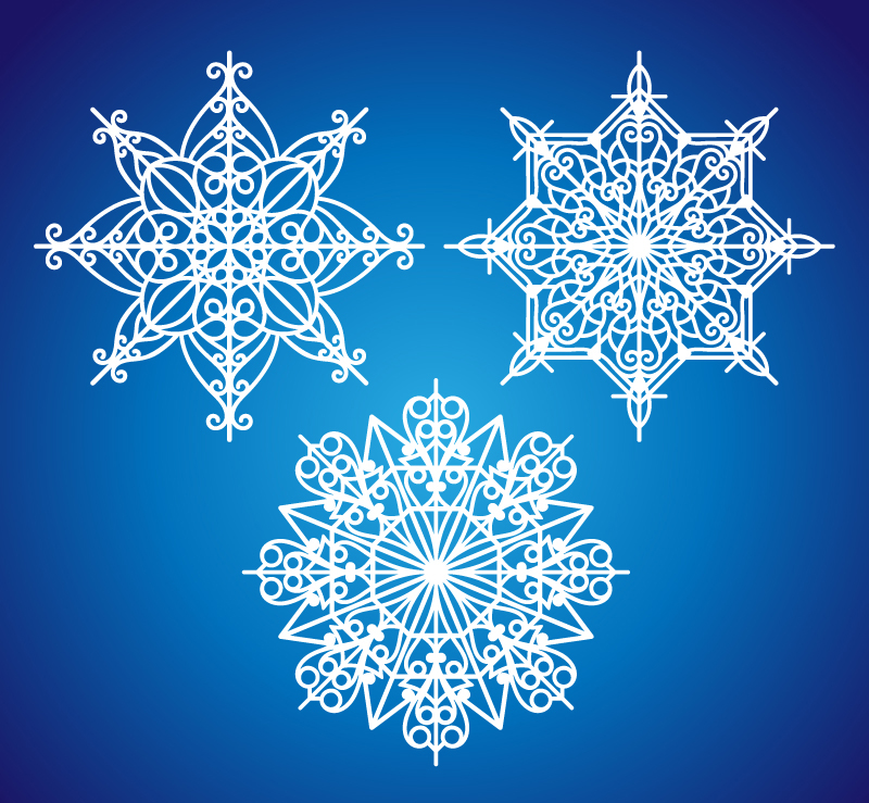 3 delicate snowflake design vector material

