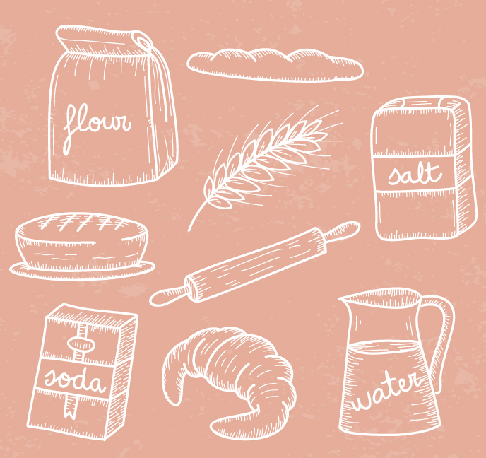 9 white painted baking element vector material
