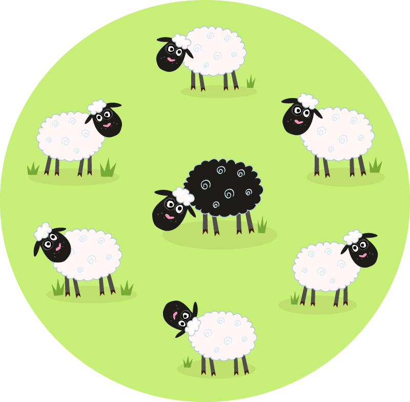 Cartoon sheep grazing group vector material
