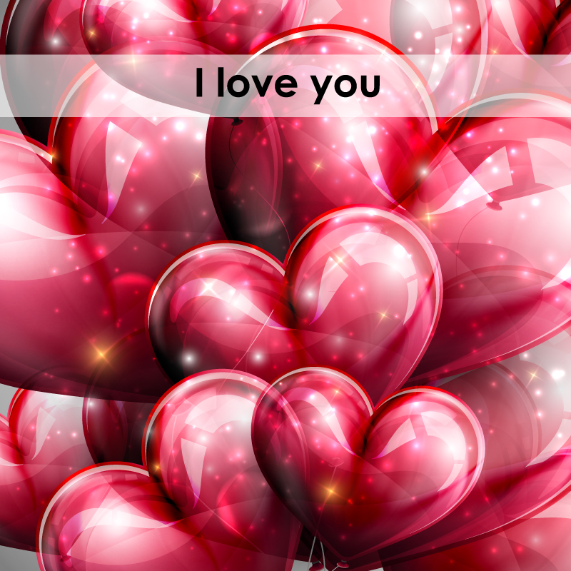 Red balloons vector material texture of love

