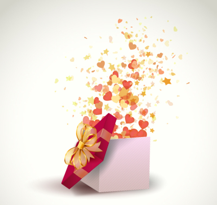 Flying colorful gift of love vector material
