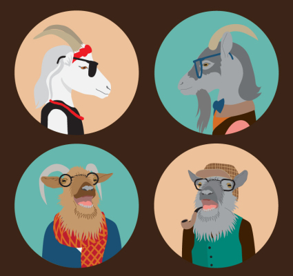 4 fashion goat head vector material
