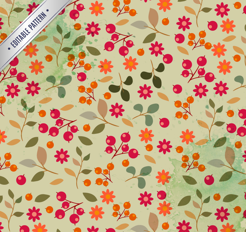 Floral seamless background with berries vector material
