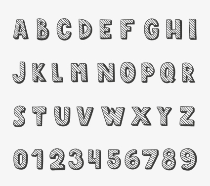 Creative twill letters design vector material
