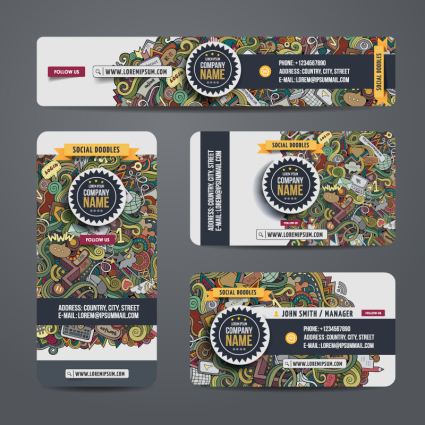 4 business cards creative pattern vector material
