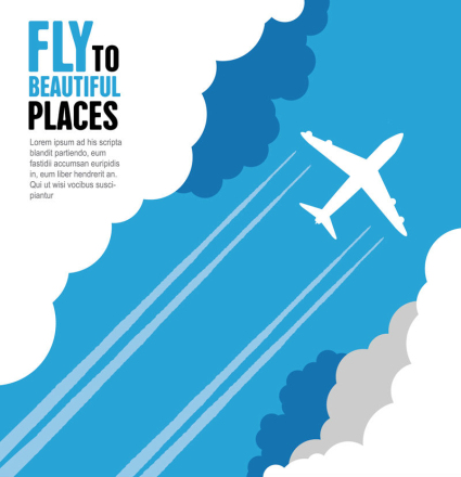 Aircraft through the clouds vector material
