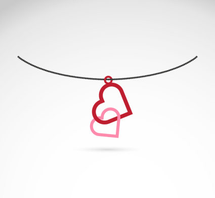 Creative double heart necklace vector material
