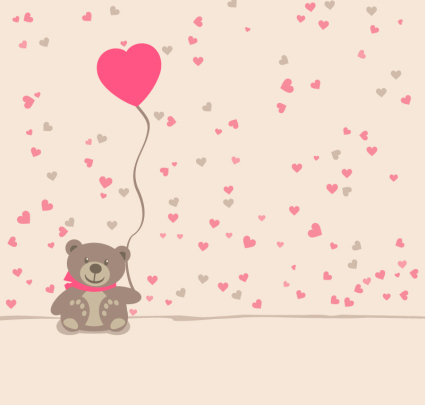 Pull balloon teddy bear Vector material
