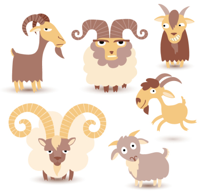 6 Cartoon sheep design vector material
