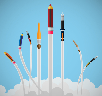 Cartoon vacated stationery pen vector material

