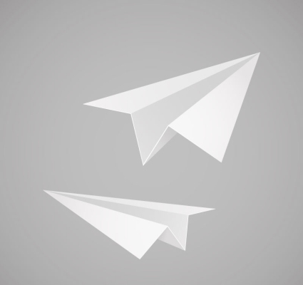 2 white paper airplane vector material
