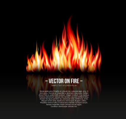 Realistic flame design vector material
