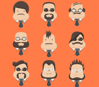 9 pear-shaped face business man picture vector material
