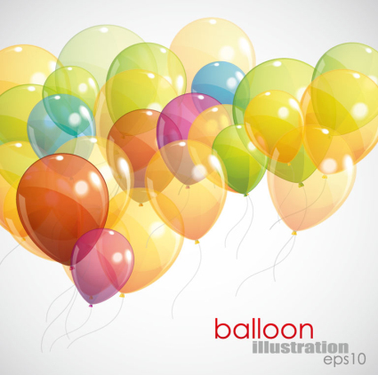 Colorful balloons light background vector material
