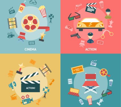 4 film elements illustrator vector material
