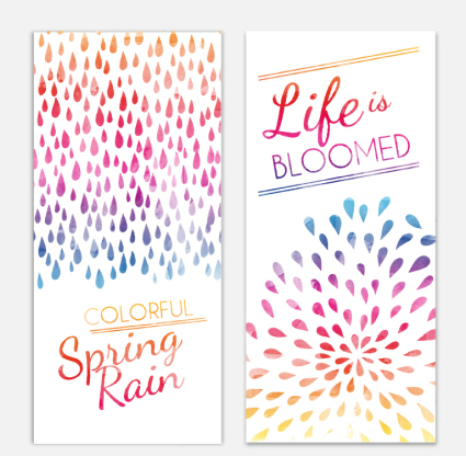 2 spring water color raindrops banner vector map