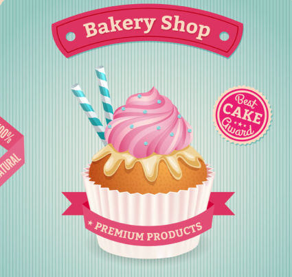 Delicious cupcakes posters vector material
