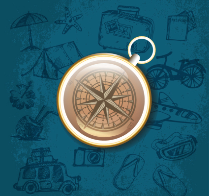 Beautifully golden compass vector material