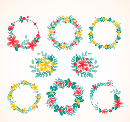 8 fresh watercolor wreath vector material

