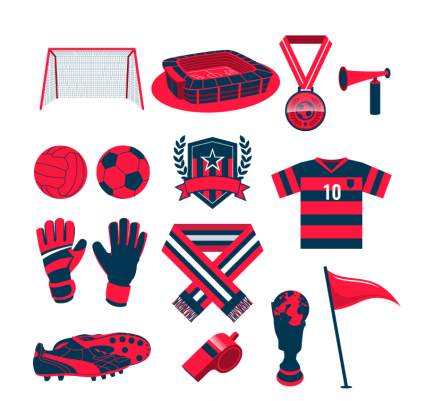 Paragraph fourteen red football element vector material

