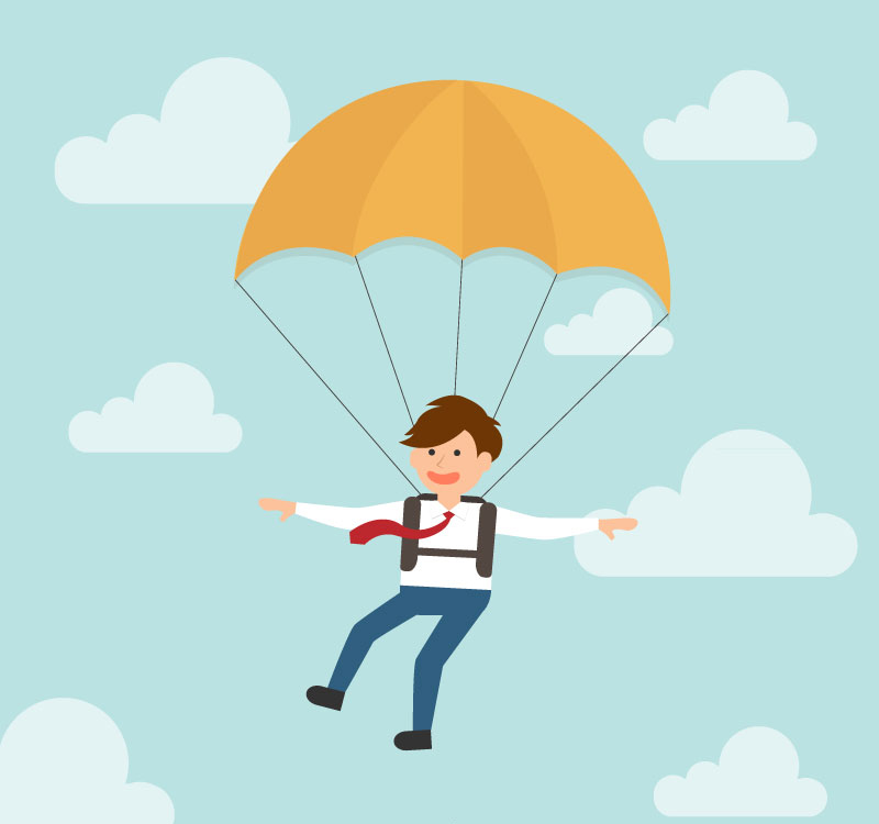 Parachuting business man cartoon vector material.