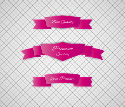 3 Rose red promotional ribbon vector material