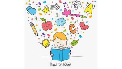 Cartoon boy reading element vector