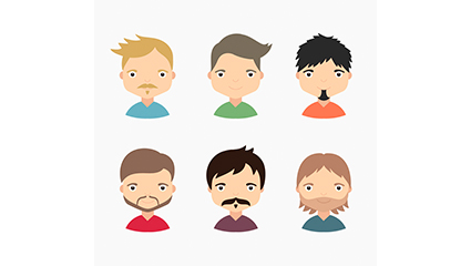 6 cartoon man head vector material