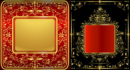 gorgeous golden lace pattern vector material