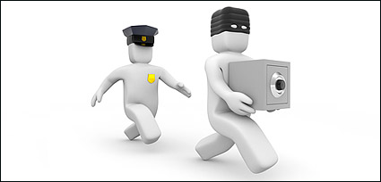 3D police and the little thieves picture material