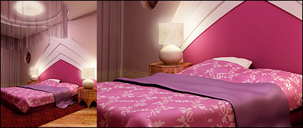 The warm tone purple room picture material