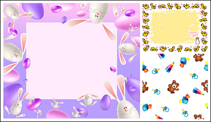 3 lovely border vector background material
