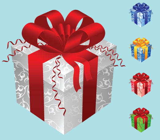 Color gift packaging vector material