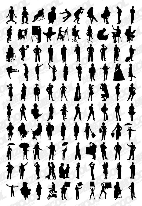 people silhouettes standing. keyword: vector silhouette