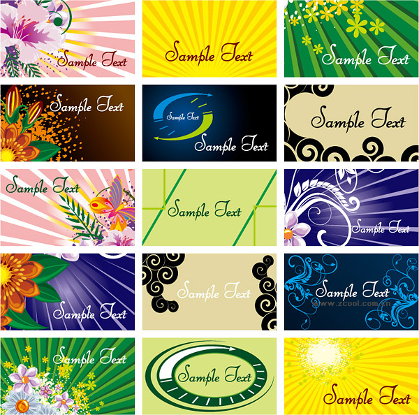  business cards, backgrounds, flowers, butterflies, radiation background, 