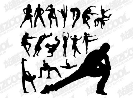 people silhouettes dancing. Vector People silhouette dance