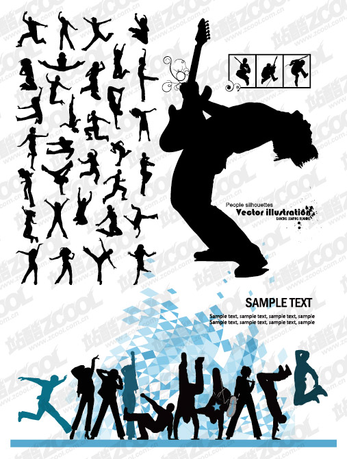 silhouettes of people dancing. of people, music, dancing,