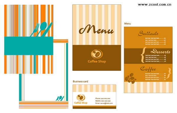  keyword: Vector catering, menu, business cards, templates, knife and 