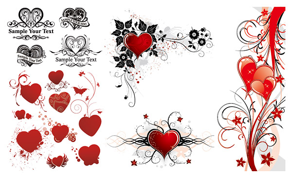 eps format, including jpg preview, keyword: heart-shaped vector, patterns, 