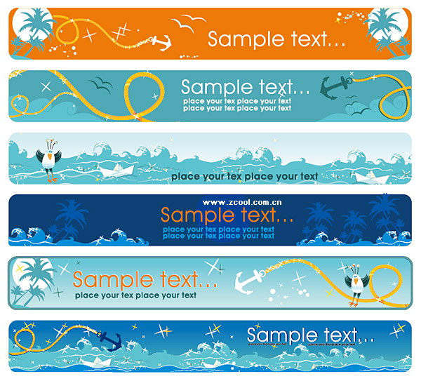 Cartoon Vector Seascape Banner Thme