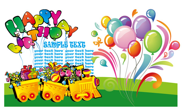 Happy birthday theme vector of material
