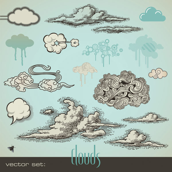 GangBiHua style cloud vector of material
