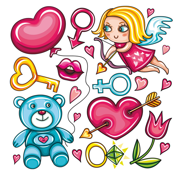 Lips; Baby Bear; key; roses carnations
