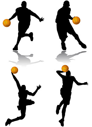 People silhouette Vector of basketball