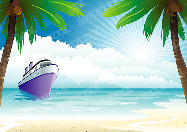 sunny beach cartoon. Keyword vector sunny beach