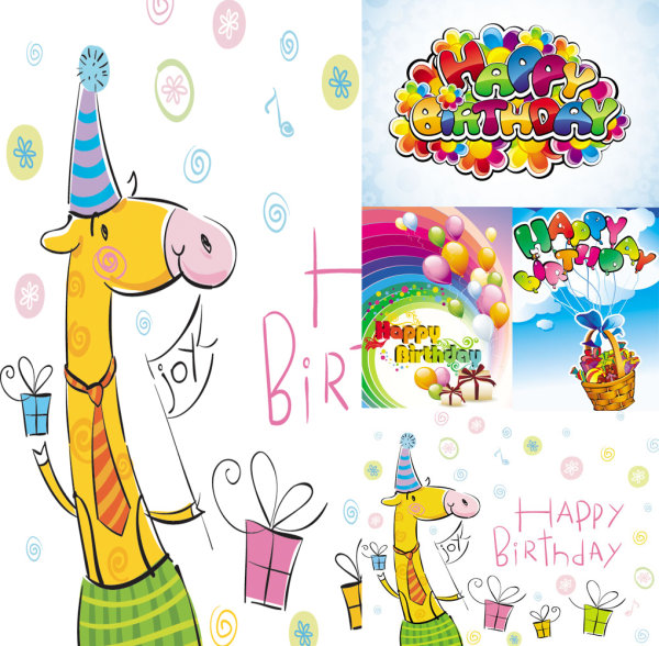 birthday balloons cartoon. Cartoon happy irthday vector